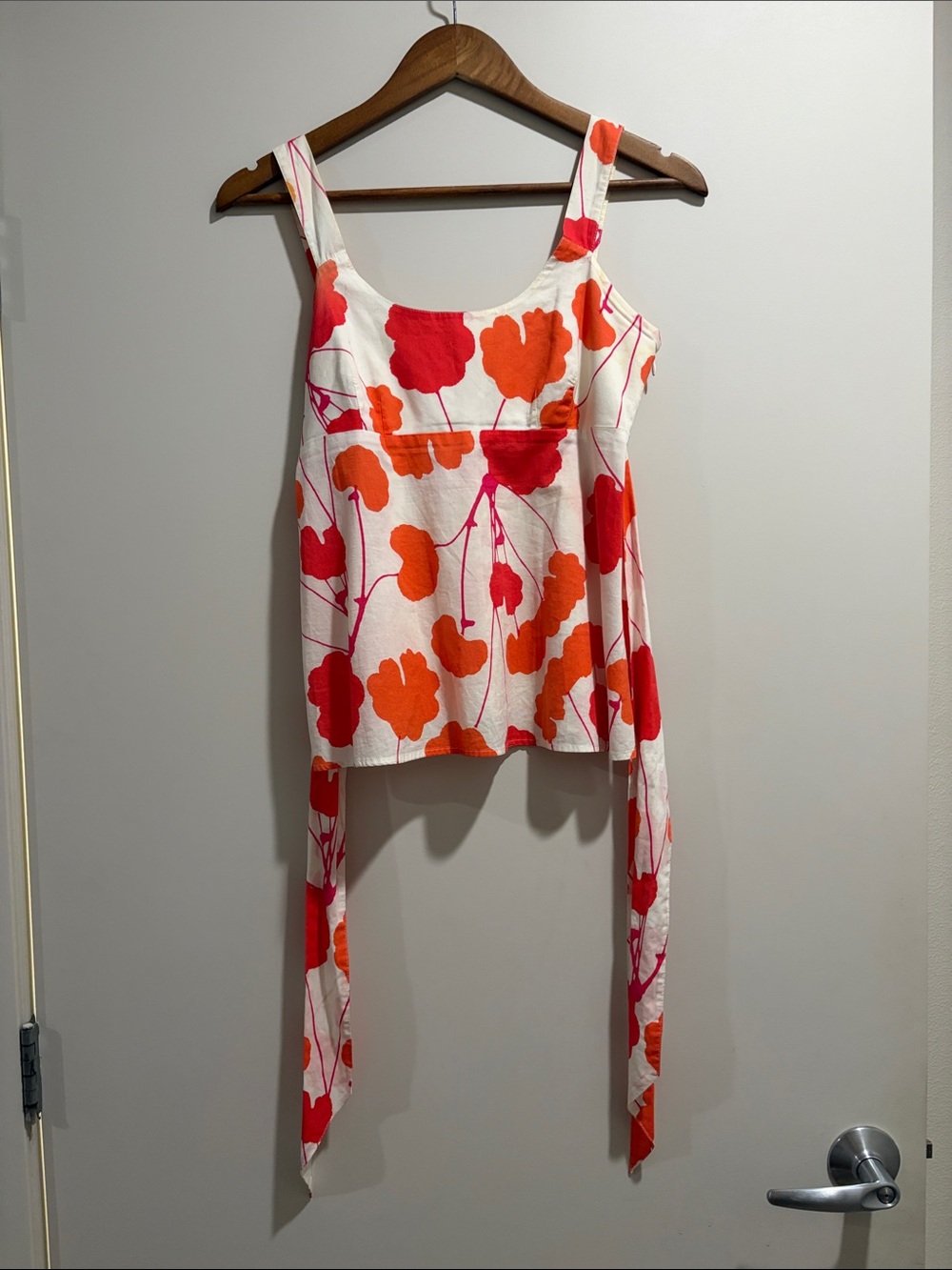 Marimekko White Camisole with Red & Orange Floral Print
